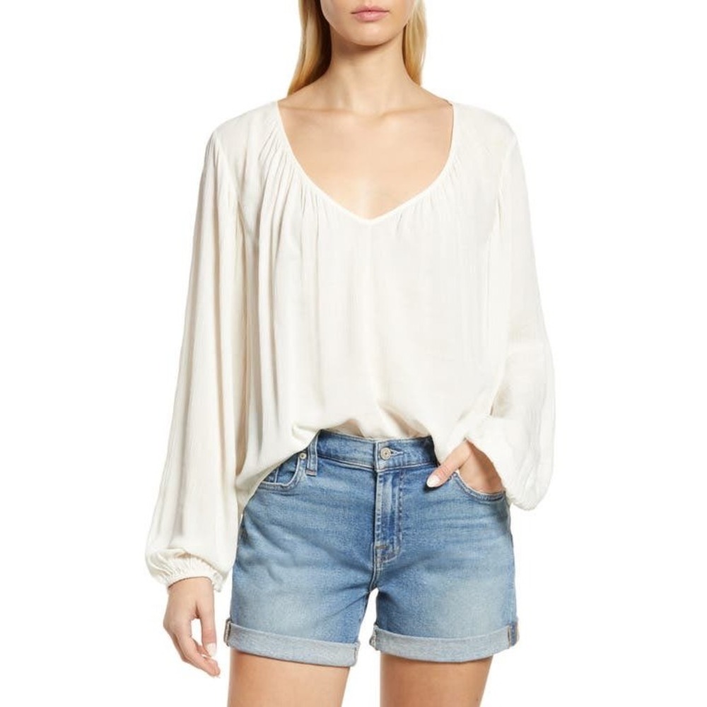 Sanctuary Blouse Womens Small White Boho V-Neck Rayon NWT